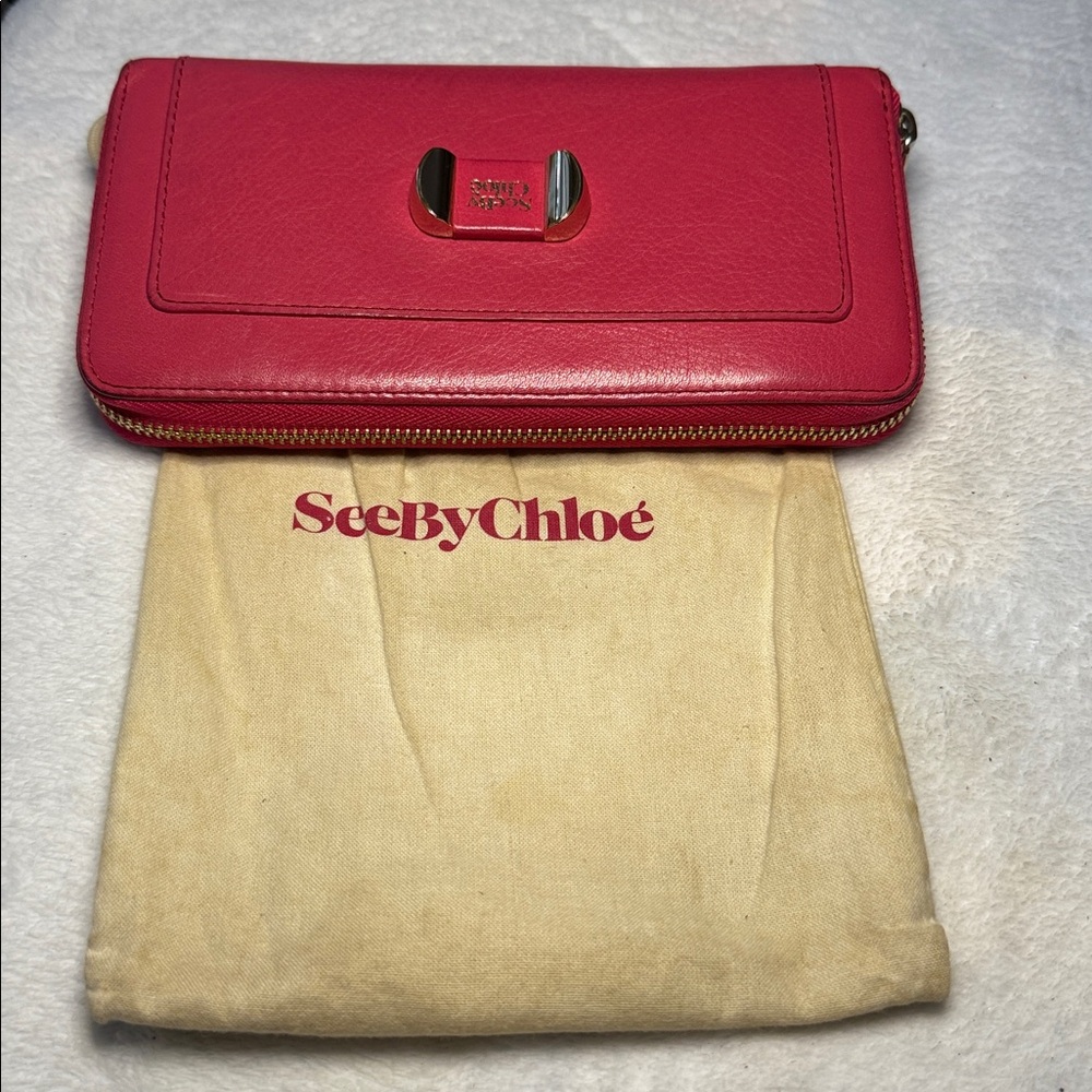 See by Chloe zippered wallet in Lucky Pink